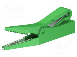 Crocodile clip; 10A; green; Grip capac: max.9.5mm