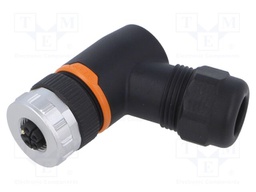 Connector: M12; plug; PIN: 4; female; S code-Power; for cable; IP67
