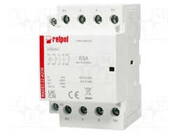 Contactor: 4-pole installation; 63A; 230VAC; NC x2 + NO x2; IP20