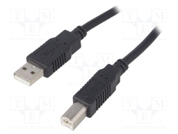 Cable; USB 2.0; USB A plug,USB B plug; 5m; black; Core: Cu