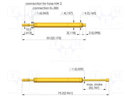 Test needle; Spring compression: 12mm; 20mm; 3A; CuBe; gold-plated