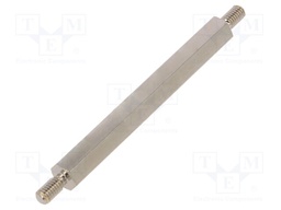 Screwed spacer sleeve; 60mm; Ext.thread: M4; hexagonal; brass