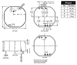 Converter: AC/DC; 24W; 12VDC; 2A; 53x51x25mm; 114g; -20÷80°C; 88%