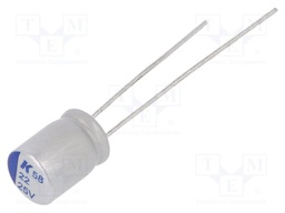 Capacitor: polymer; 22uF; 25VDC; ESR: 50mΩ; A758; THT; ±20%; 5000h