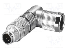 Connector: M12; plug; PIN: 8; 30V; angled; IP65; crimped; A code; 2A
