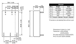 Converter: DC/DC; 15W; Uin: 9÷18V; 15VDC; Iout: 1000mA; 1,6"x1"; 24g