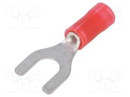 Fork terminal; M4,5; Ø: 5mm; 0.26÷1.65mm2; crimped; for cable; red