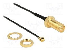Cable; 100mm; IPEX MHF 1,RP-SMA female; black; Øcable: 1.13mm; 50Ω