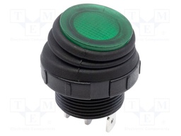 ROCKER; SPST; Pos: 2; OFF-ON; 16A/250VAC; 16A/30VDC; green; green