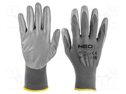 Protective gloves; Size: 10; grey; polyester,polyurethane