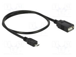 Cable; OTG,USB 2.0; USB A socket,USB B micro plug; 0.5m; black