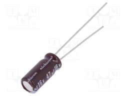 Capacitor: electrolytic; low impedance; THT; 47uF; 16VDC; Ø5x11mm