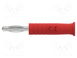 Connector: 4mm banana; plug; 10A; 30VAC; 60VDC; red; nickel plated