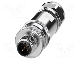 Connector: M12; plug; PIN: 5; 48V; straight; IP67; screw terminal
