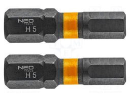 Kit: screwdriver bits; hex key; Overall len: 25mm; HEX 5mm; impact