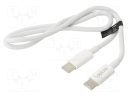 Cable; USB 2.0; USB C plug,both sides; 500mm; white; 480Mbps; 60W