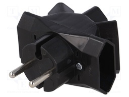 Connector: AC supply; splitter; Layout: 2P; Type: flat; black; 6A