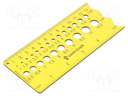Size gauge; drill bits,screws; yellow