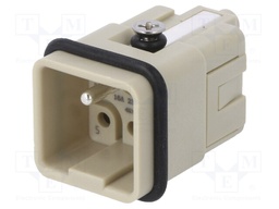 Connector: HDC; contact insert; male; DQ; PIN: 5; 5+PE; size D3A