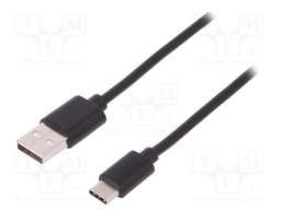 Cable; USB 3.0; USB A plug,USB C plug; nickel plated; 1.8m; black