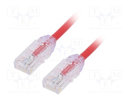Patch cord; TX6A-28™,U/UTP; 6a; solid; Cu; LSZH; red; Len: 1m; 28AWG