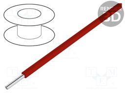 Wire; solid; Cu; 30AWG; red; kynar 460 (PVDF); 300V; 50m