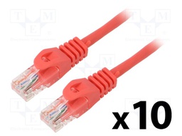 Patch cord; U/UTP; 5e; stranded; CCA; PVC; red; 2m; 26AWG; Cores: 8