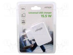 Power supply: switching; mains,plug-in; 5VDC; 3.1A; 15W; white