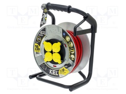 Extension lead; reel,with non-rotating sockets; Sockets: 4; red