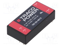 Converter: DC/DC; 20W; Uin: 36÷75V; Uout: 15VDC; Iout: 1333mA; 2"x1"