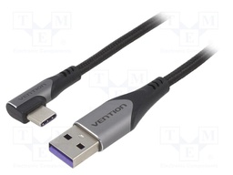 Cable; USB 2.0; USB A plug,USB C angled plug; 2m; black; 480Mbps