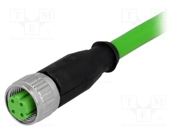 Plug; M12; PIN: 4; female; D code-Ethernet; 7.5m; Insulation: PVC