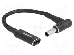 Cable; USB C socket,DC 5,5/3,0 plug; angled,straight; black