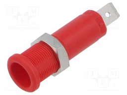 Connector: 4mm banana; socket; 10A; 5kV; red; on panel,screw