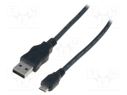 Cable; USB 2.0; USB A plug,USB B micro plug; nickel plated; 1.8m