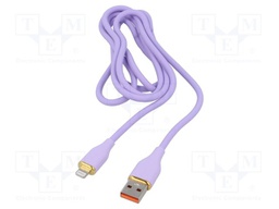 Cable; USB 2.0; Apple Lightning plug,USB A plug; 1.5m; violet