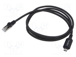 Cable; USB 3.2; RJ45 plug,USB C plug; nickel plated; 1m; black