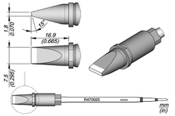Tip; cut spade; 7.5x1.8mm