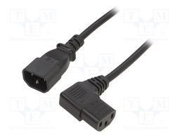Cable; IEC C13 female 90°,IEC C14 male; PVC; 1.8m; black; 10A
