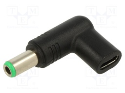 USB C socket,DC 6,3/3,0 plug; Transition: adapter; black; 100W