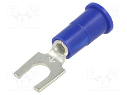 Fork terminal; M4; Ø: 4.32mm; crimped; for cable; insulated; blue