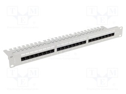Patch panel; white; Number of ports: 24; Cat: 6a; RJ45 socket x24