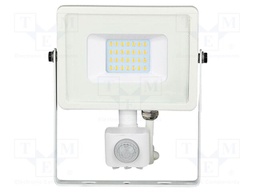 Lamp: LED flood light; 20W; 230VAC; white warm; 100°; 3000K; 30000h