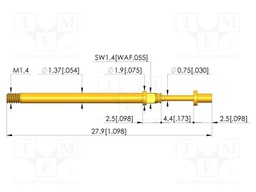 Test needle; Spring compression: 3.5mm; 4.4mm; 5A; CuBe; Ø: 1.2mm