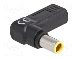 Adapter; USB C socket,DC 7,9/5,5 plug; black; angular; 3A