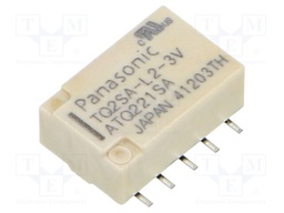 Relay: electromagnetic; DPDT; Ucoil: 3VDC; Icontacts max: 2A; SMD