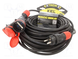 Extension lead; Sockets: 3; rubber; black; 3x2,5mm2; 10m; 16A