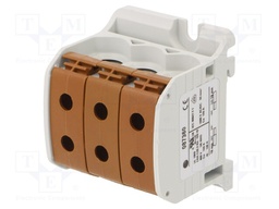 Splice terminal: rail; STB; 50mm2; ways: 1; terminals: 6; brown; TS35