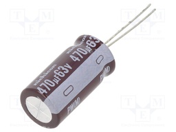Capacitor: electrolytic; low impedance; THT; 470uF; 63VDC; ±20%
