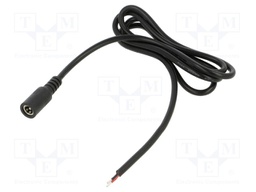Cable; 2x0.5mm2; DC 5,5/2,1 socket; straight; black; 1m; -20÷80°C
